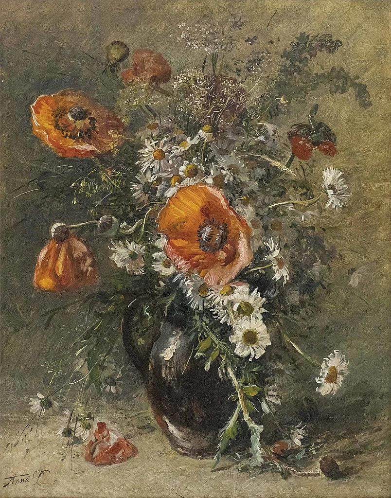 Bouquet di fiori di campo con margherite e papaveri